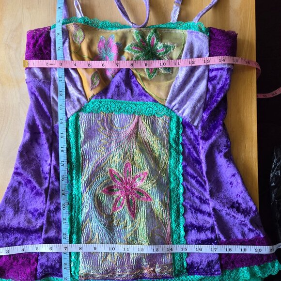 Whimsical Velvet Patchwork Top | Roselani Jasmin | Size Small - Picture 5 of 13